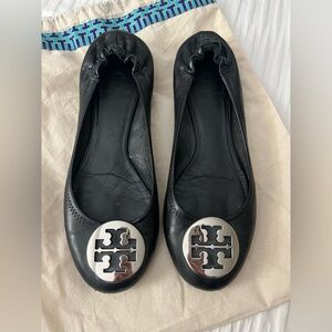 Tory Burch Black Leather Ballet Flat